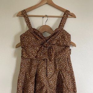 Women's Small CIDER Two-Piece Brown Tiny Floral Set